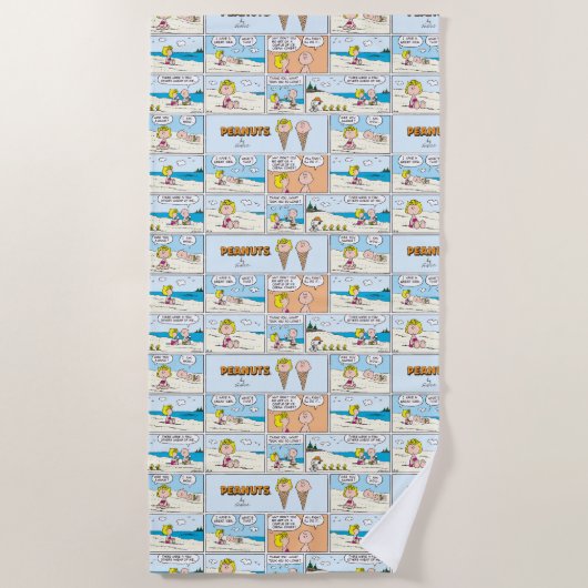 Serviette De Plage Charlie Brown & Glace Sally À La Plage (Devant)