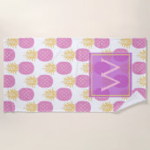 Serviette De Plage Charme de l'Ananas Sucré Monogramme Plage (Devant)