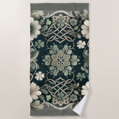 Serviette De Plage Charme floral du trèfle celtique (Devant)