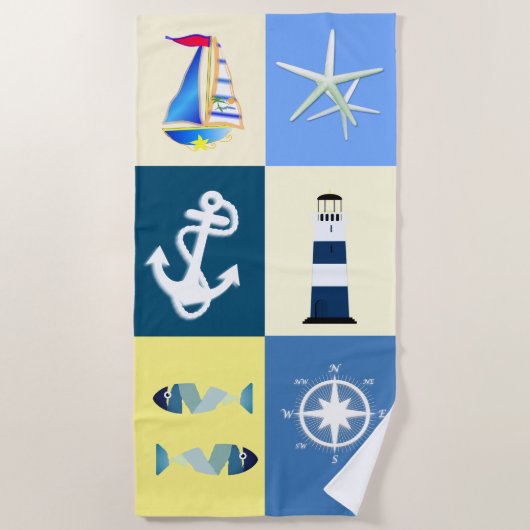 Serviette De Plage Charme nautique (Devant)