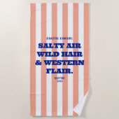 Serviette De Plage Charme Western Cowgirl Côtière Rayure Rose Cabane (Devant)