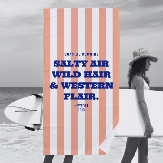 Serviette De Plage Charme Western Cowgirl Côtière Rayure Rose Cabane