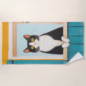 Serviette De Plage Charming Chat in Window (Devant)