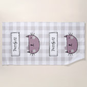 Serviette De Plage Charming Chat Purrfect Buffalo plaid (Devant)