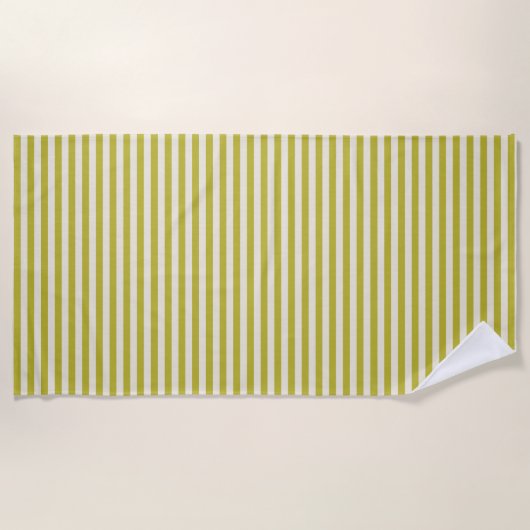 Serviette De Plage Chartreuse et crème Motif simple à rayures (Devant)