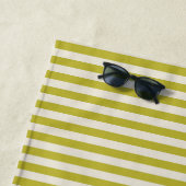 Serviette De Plage Chartreuse et crème Motif simple à rayures (En situation)
