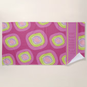 Serviette De Plage Chartreuse Yellow Pink Circles Nom du Motif (Devant)