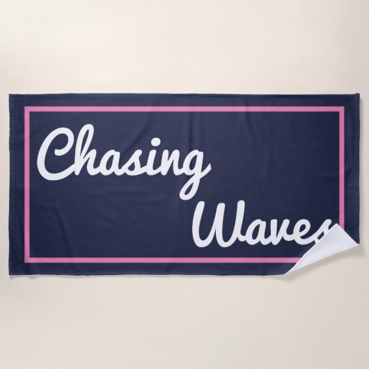 Serviette De Plage Chasing Waves Navy et Pink Beach Towers (Devant)