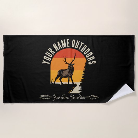 Serviette De Plage Chasse AJOUTER LE NOM À L'Extérieur Deer Elk Wilde (Devant)