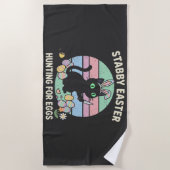 Serviette De Plage Chasse de Pâques aux œufs Chat drôle (Devant)
