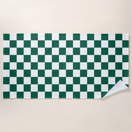 Serviette De Plage Chasseur À damiers vert et blanc (Devant)