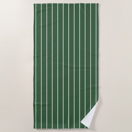 Serviette De Plage Chasseur Vert et blanc mince Horizontal rayé (Devant)