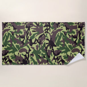 Serviette De Plage Chasseurs Motif Camo Vert