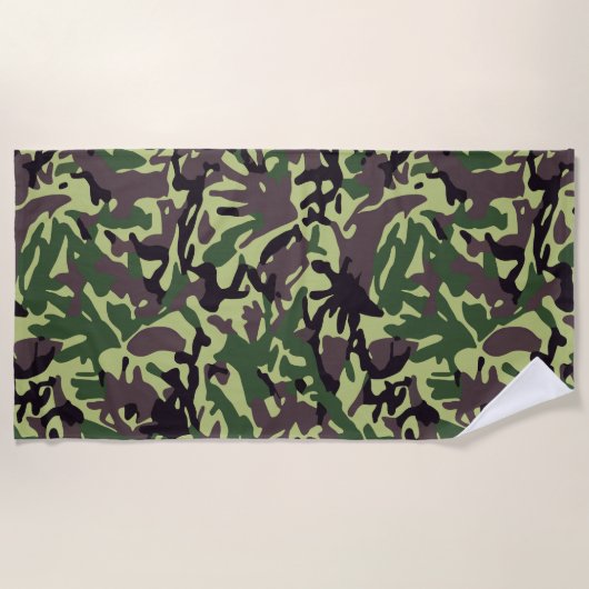 Serviette De Plage Chasseurs Motif Camo Vert (Devant)