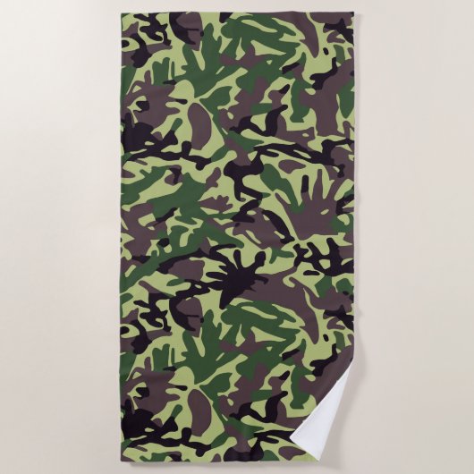 Serviette De Plage Chasseurs Motif Camo Vert (Devant)