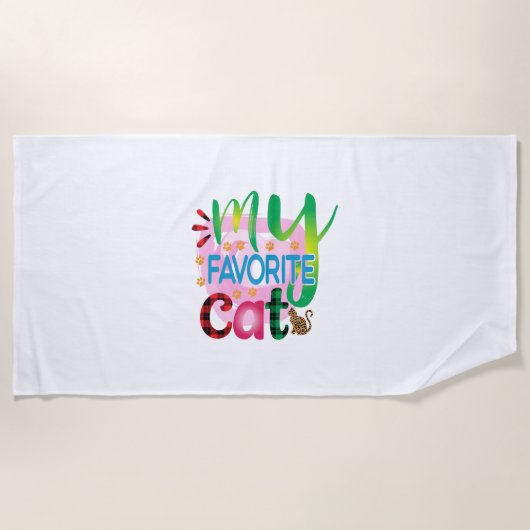 Serviette De Plage Chat Art Mon Chat préféré (Devant)