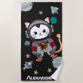 Serviette De Plage Chat astronaute mignon dans l'espace (Devant)
