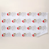 Serviette De Plage Chat avec Casquette Père Noël (Devant)