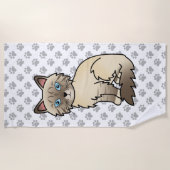 Serviette De Plage Chat Birman / Ragdoll au point chocolat tabby & Pa (Devant)