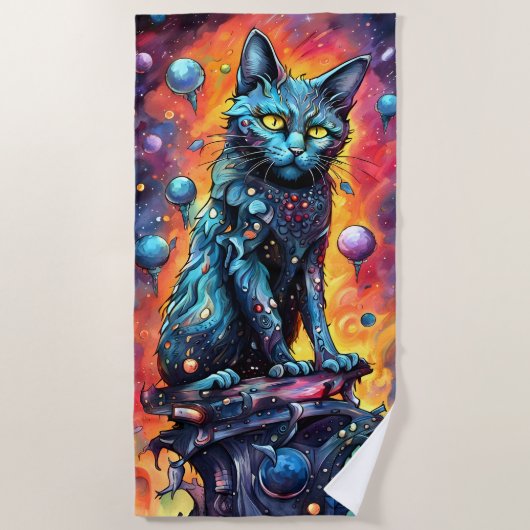 Serviette De Plage Chat bleu I (Devant)