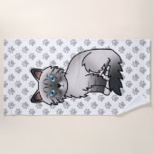 Serviette De Plage Chat bleu tabby Birman / Ragdoll mignon & pattes (Devant)