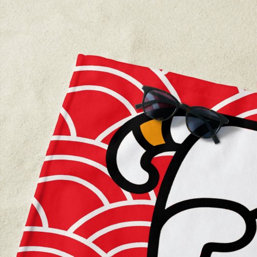 Serviette De Plage Chat chanceux japonais ou Maneki-Neko (En situation)