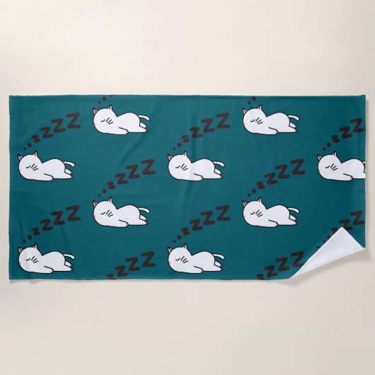 Serviette De Plage Chat Chaton Endormi (Devant)