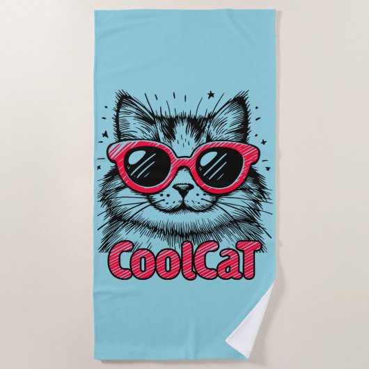 Serviette De Plage Chat Cool 1 (Devant)