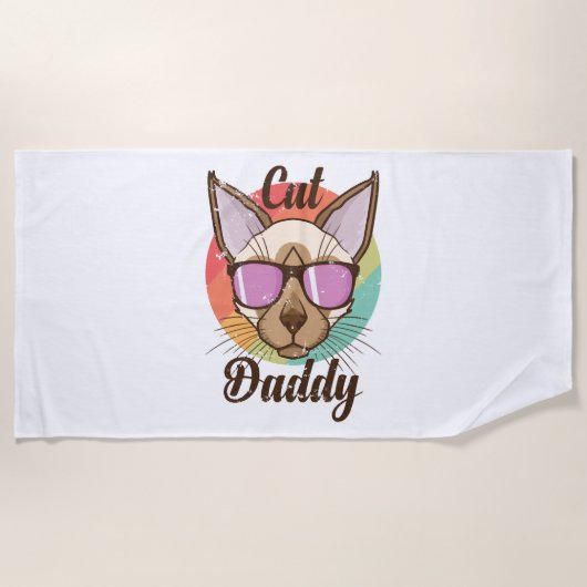 Serviette De Plage Chat Daddy Siamese Chat Pet Homme Chat (Devant)