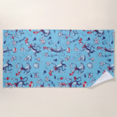 Serviette De Plage Chat Dans Le Casquette | Motif bleu (Devant)