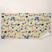 Serviette De Plage Chat Dans Le Casquette | Motif jaune (Devant)