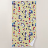 Serviette De Plage Chat Dans Le Casquette | Motif jaune (Devant)