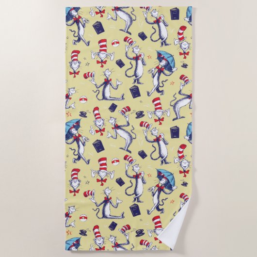 Serviette De Plage Chat Dans Le Casquette | Motif jaune (Devant)