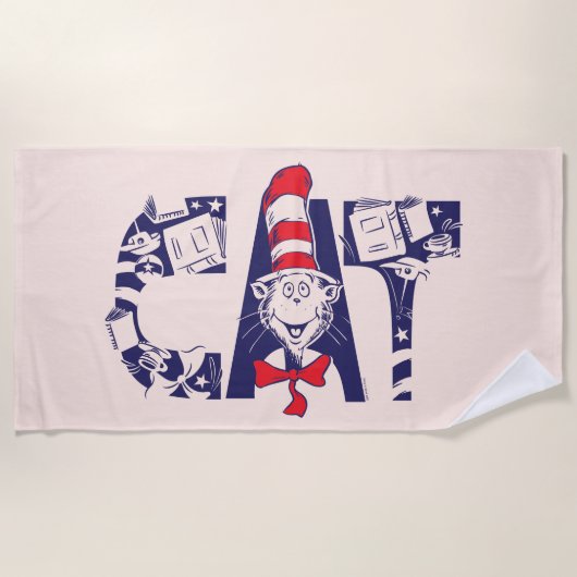 Serviette De Plage Chat dans le Casquette | Texte de la face du chat (Devant)