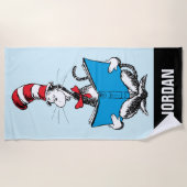 Serviette De Plage Chat dans le chapeau lisant (Devant)
