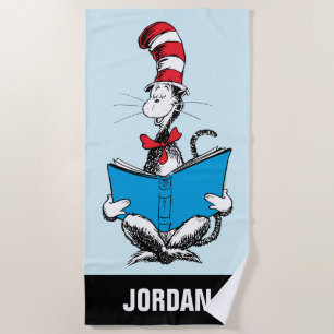 Serviette De Plage Chat dans le chapeau lisant