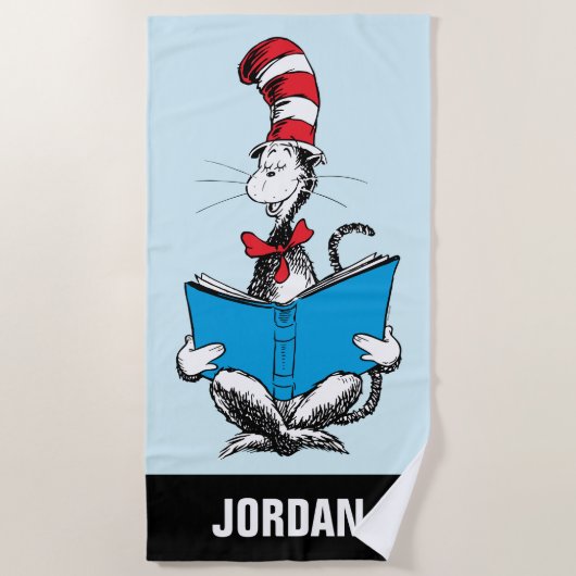 Serviette De Plage Chat dans le chapeau lisant (Devant)
