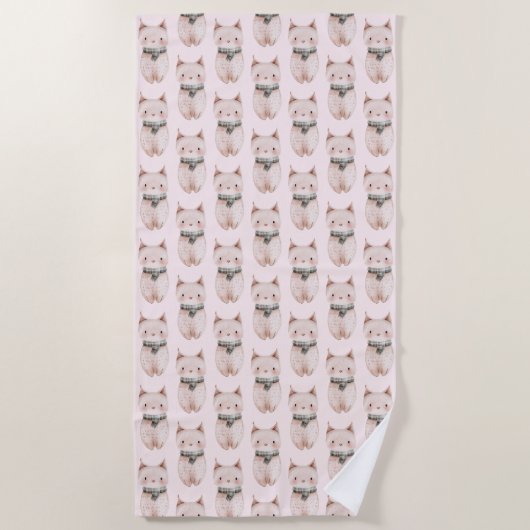 Serviette De Plage Chat de boeuf rose (Devant)
