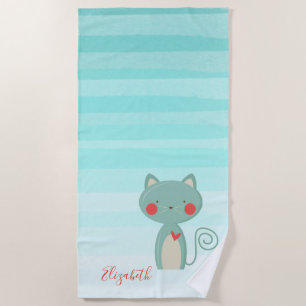 Serviette De Plage Chat de dessin animé adorable et fantaisiste - Per