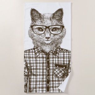Serviette De Plage Chat de hippie