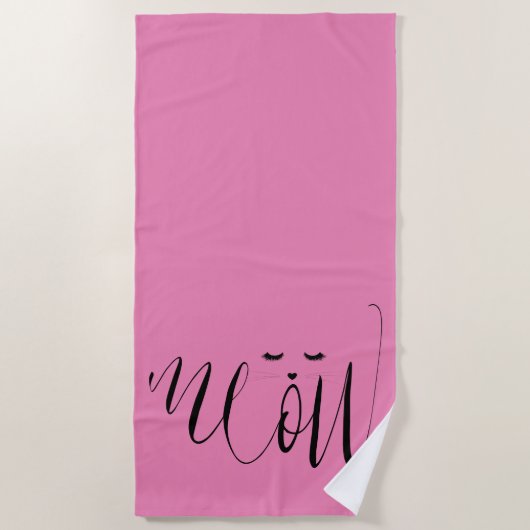 Serviette De Plage Chat de viande rose (Devant)