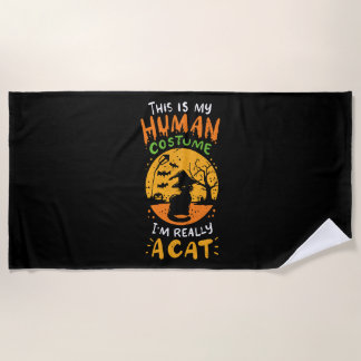 Serviette De Plage Chat d'Halloween