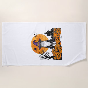 Serviette De Plage Chat d'Halloween Sorcière Citrouille Vintage Épouv
