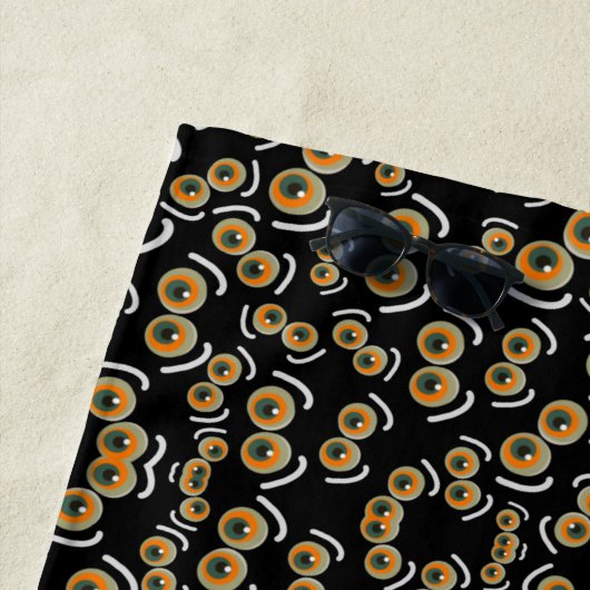 Serviette De Plage Chat effrayant Halloween Boo Eyes Bat (En situation)