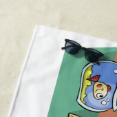 Serviette De Plage Chat et cuvette de poisson (En situation)