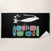 Serviette De Plage Chat frais moderne de la rétro moitié du siècle (Devant)