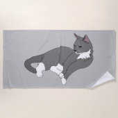 Serviette De Plage Chat gris et blanc Tuxedo (Devant)