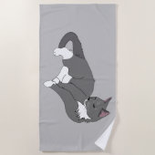 Serviette De Plage Chat gris et blanc Tuxedo (Devant)