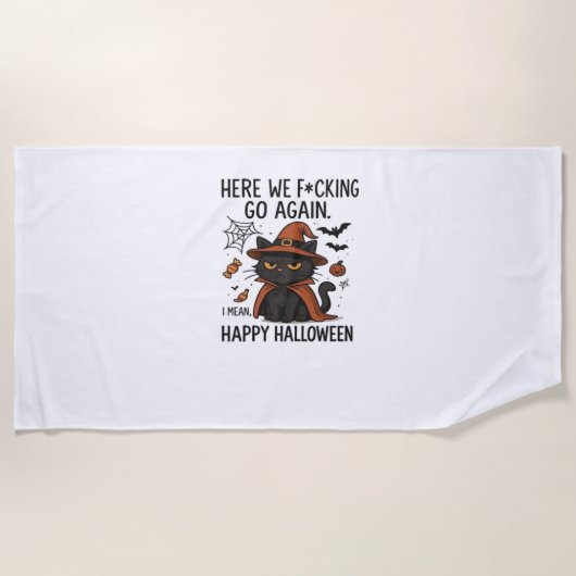 Serviette De Plage Chat Grumpy Halloween T-shirt classique (Devant)