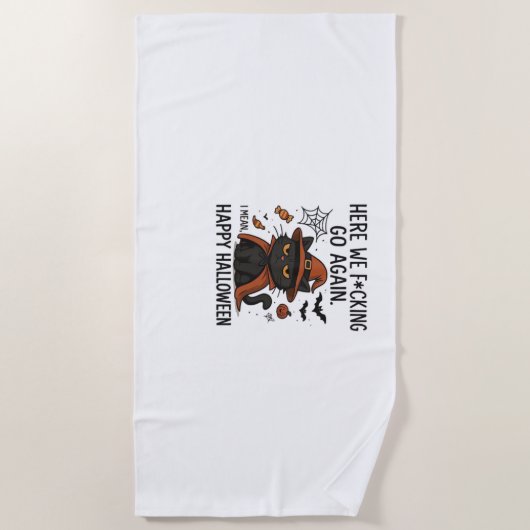 Serviette De Plage Chat Grumpy Halloween T-shirt classique (Devant)